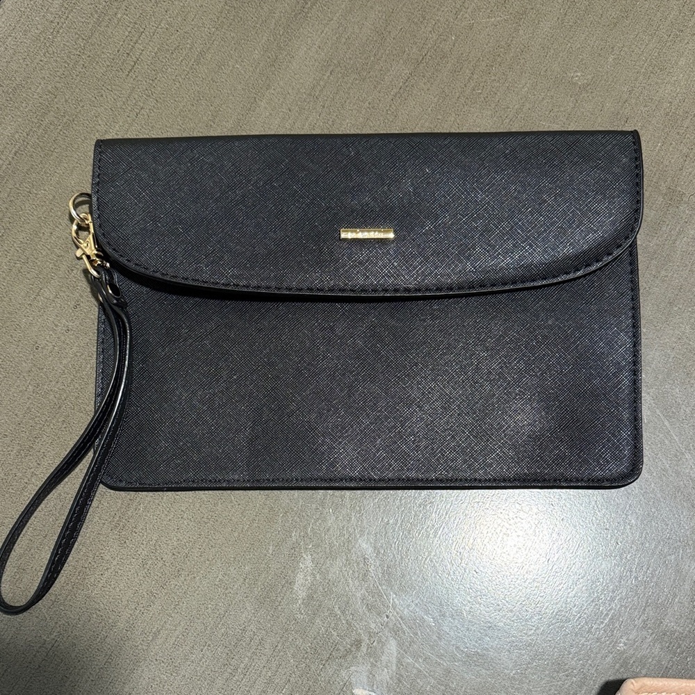 Classic Black Wristlet Clutch with Gold Accent